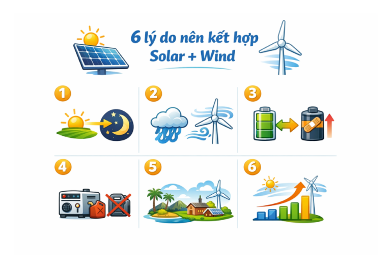 kết hợp điện mặt trời với điện gió