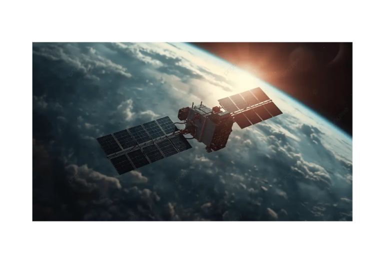 vệ tinh hoặc trạm vũ trụ với tấm pin năng lượng